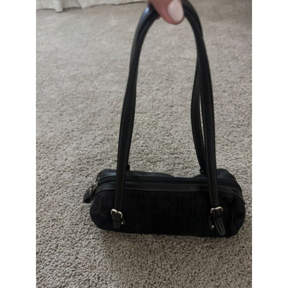 Fossil Y2K Baguette, Black signature canvas with leather trim.